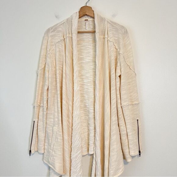 Free People In the Loop Open Front Cardigan in Cream Size Small - Picture 4 of 8